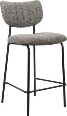 Immagine prodotto di Sedia da banco VENTURA – Tessuto grigio scuro – Gambe in metallo nero – Altezza 97 cm – Stile design/industriale