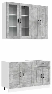 Image de vidaXL Ensemble de cuisine KALMAR, 4 pièces, gris béton, matériau de bois