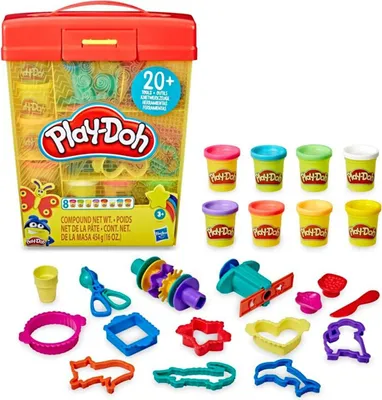 Produktbild von Play-Doh Großes Knetset mit Aufbewahrungsbox für Kinder ab 3 Jahren mit 8 Farben und über 20 Knetwerkzeugen