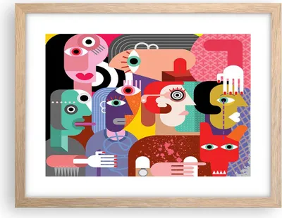Produktbild von Gerahmtes Poster - Rahmen in heller Eiche - Abstraktion modern - 40x30 cm - Wand Bild - Wanddeko - Wandbilder - Wandposter - Bilderrahmen - Bilder - Kunstdruck - Wandbild - P2NAA40x30-3624