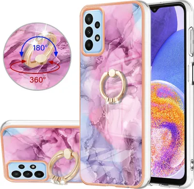 Image de Etui pour Samsung Galaxy A23 4G/5G, étui de protection en silicone TPU bumper avec anneau de fixation Rose