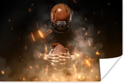 Produktbild von MuchoWow® Poster Rugby - American Football - Feuer 180x120 cm - Fotoplakat