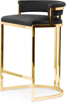 Produktbild von PAWS MOBEL Hocker, Barstuhl, schwarzer Samtsitz, Stuhl auf goldenen Beinen, Glamour für modernes Interieur