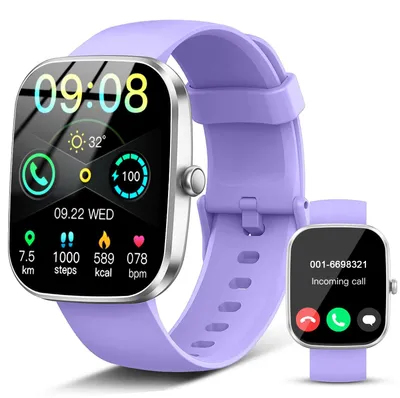 Produktbild von Smartwatch Damen Herren Zoll HD Smart Watch mit Bluetooth Anrufe mit 110+ Sportmodi Schlafmonitor SpO2 Herzfrequenz IP68 Wasserdicht für Android iOS Lila