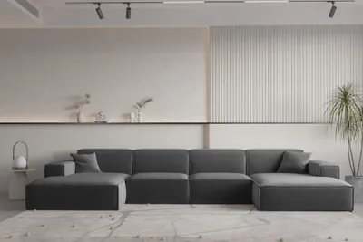 Produktbild von Wohnlandschaft U-Form CELES PREMIUM in Stoff Opera Velvet Dunkelgrau