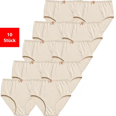 Produktbild von Taillenslip Taillenslip Damen Baumwolle Stretch 5er & 10er Pack Maxislip - Beige 40/42 10 Stück