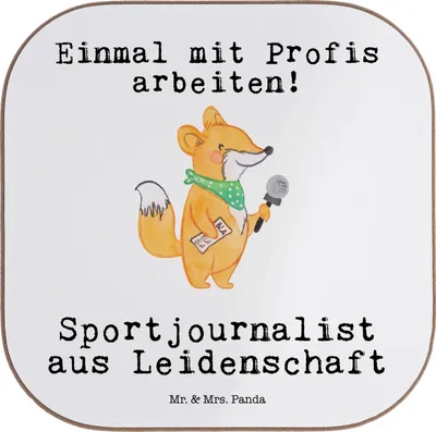 Produktbild von Mr. & Mrs. Panda Untersetzer Glas Sportjournalist Leidenschaft - Weiß - Geschenk, Holzuntersetzer, Ausbildung, Journalist, Spruch, Coaster, Gläser, Reporter, Witzig, für
