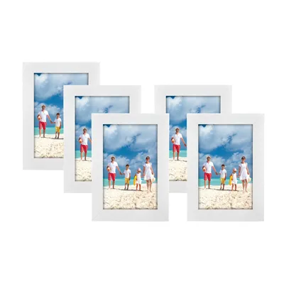 Produktbild von SONGMICS Bilderrahmen Collage im 5er-Set, 10 x 15 cm, Fotorahmen mit Glasscheibe, Rahmen Weiß, RPF35WT