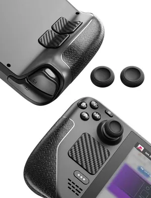 Image de Ensemble d'autocollants pour Steam Deck et OLED - Offre une meilleure adhérence, protège le pavé tactile, comprend des protections pour les joysticks et des protections pour le devant et l'arrière