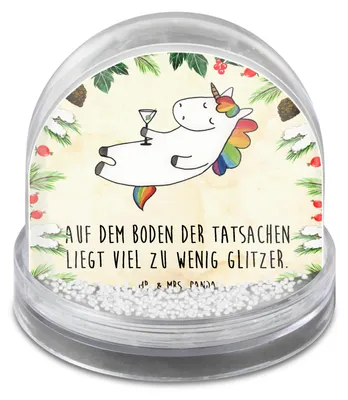 Produktbild von Mr. & Mrs. Panda Schneekugel Weihnachten Einhorn Cocktail - Naturpapier - Geschenk, Caipirinha, Glitzer, Weihnachts, Unicorn, Geburtstag, Rum, glitzerkugel, Lustig