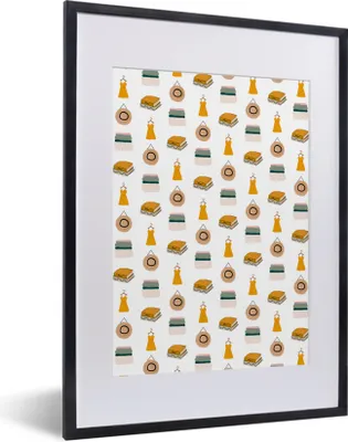 Produktbild von MuchoWow® MuchoWow® Gerahmtes Poster Kleidung - Muster - Farben 30x40 cm - Poster mit zchwarzem Bilderrahmen - Wandposter Schlafzimmer
