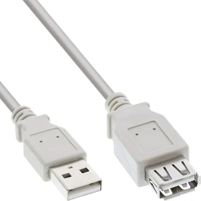 Obrázek produktu pro InLine 4043718076390, 0,3 m, USB A, USB A, USB 2.0, Samec/samice, Šedá