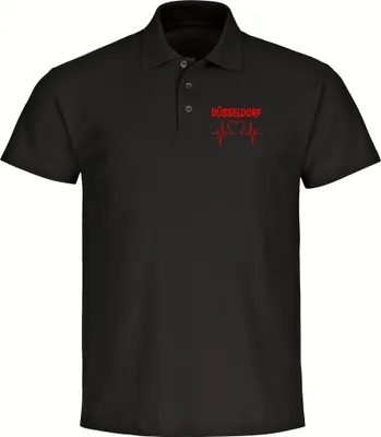 Produktbild von multifanshop Poloshirt - Düsseldorf - Herzschlag, schwarz, Größe S