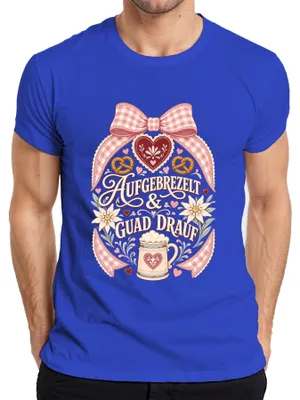Immagine prodotto di Abbigliamento tradizionale bavarese per l'Oktoberfest: vestito tradizionale da donna (Dirndl), pantaloni in pelle da uomo, maglietta, colore blu, taglia M
