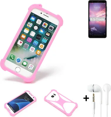 Produktbild von K-S-Trade Bumper + Kopfhörer kompatibel mit ZTE Blade A3 Joy Handy Hülle Schutzhülle Silikon Schutz Hülle Cover Case Silikoncase Silikonbumper TPU