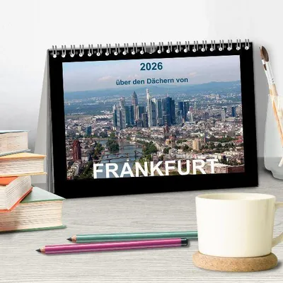 Produktbild von über den Dächern von FRANKFURT (Tischkalender 2026 DIN A5 quer), CALVENDO Monatskalender