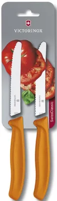 Zdjęcie produktu dla Nóż stołowy Victorinox Classix okrągły ząbkowany 11cm 2szt - pomarańczowy