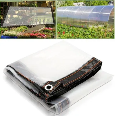Produktbild von Wasserdicht transparentes Dachabdeckung aus PE, verstärkte Kanten mit Aluminiumaugen für Außenbereich, 3 x 5 m