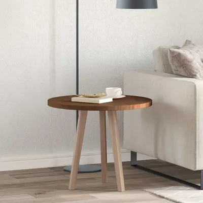 Immagine prodotto di Maison Exclusive - Piano del tavolo, diametro 60 x 2,5 cm, rotondo, in legno massello di quercia, colore marrone scuro