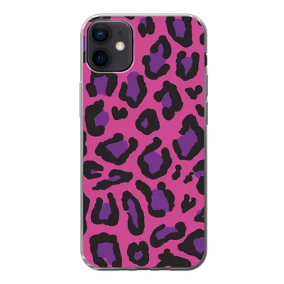 Produktbild von MuchoWow® Handyhülle Schutzhülle Hülle für iPhone 12 mini Pantherdruck - Rosa - Lila Silikon Softcase Handy Hülle - Bild