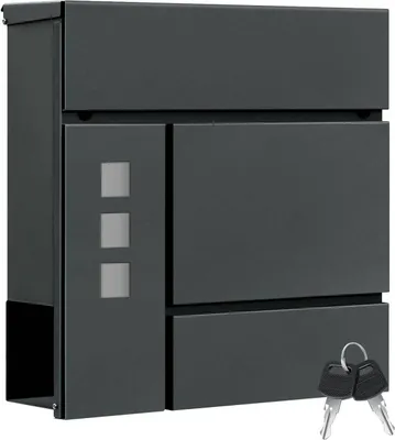 Produktbild von WOLTU Briefkasten Postkasten mit Zeitungsfach Klappdeckel, 37x37x10,5 cm : Anthrazit Farbe: Anthrazit