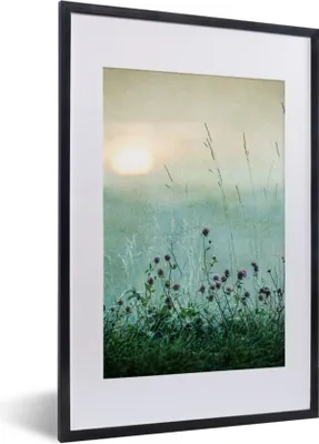 Produktbild von MuchoWow® Gerahmtes Poster Natur - Vintage - Blumen - Sonne 40x60 cm - Poster mit Schwarzem Bilderrahmen Wandposter Rahmen Foto Bilder - Poster in Rahmen