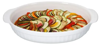 Zdjęcie produktu dla Owalne naczynie żaroodporne z uchwytem duże białe ceramiczne 36x23.7x6.5cm 1.8L Naczynie do pieczenia Piekarnik