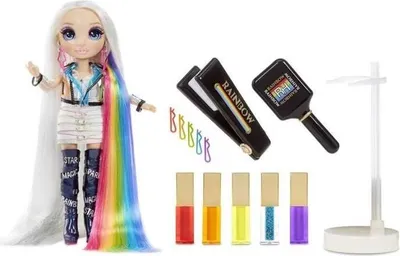 Image de Rainbow High Hair Studio Poupée 27 cm, Avec Gels et Craies Colorés, Accessoires Coiffure