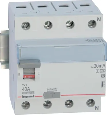 Immagine prodotto di Interruttore differenziale Legrand, tipo F/G, 10 kA, 40 A/4 poli/30 mA, 1 pz.