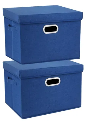 Image de Grande boîte de rangement en tissu avec couvercle, pliable, lavable, 44 x 30 x 29 cm, lot de 2