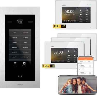 Produktbild von BALTER EVO HD Touch 7 Silber/Weiß 1x7" +3x7" WiFi Video Türsprechanlage bis 1000 Familienhaus