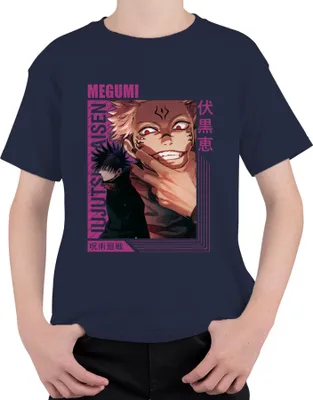 Produktbild von Jujutsu Kaisen Sukuna Megumi Anime Ästhetik Fluch düster Geschenk Uni Kinder T-Shirt, Navy, 104