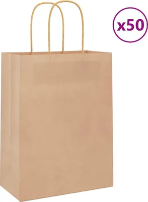 Image de Meubles Sacs en papier 50 pcs. avec anses Marron 21x11x28 cm - Sacs en papier 4101573