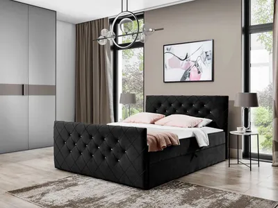 Zdjęcie produktu dla Łóżko kontynentalne MIRJAN24 Malaga, nowoczesne łóżko podwójne z dwoma schowkami, do sypialni (Amor Velvet 4322, wymiary: 160 x 200 cm)