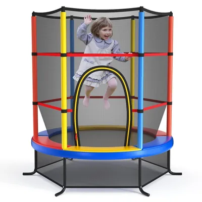 Obrázok produktu pre Trampolína s priemerom 165 cm, bezpečnostnou sieťou a ochranným obvodom, farebná