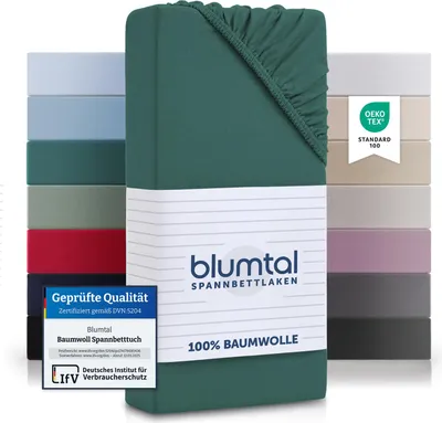 Produktbild von Blumtal Baumwolle Spannbettlaken 160x200cm Basics Jersey - Bettbezug 160x200 cm - Spannbetttuch 160x200cm - Matratzenbezug 160x200cm - Bettbezug - Leintuch - Limette
