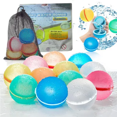 Produktbild von 6x PRECORN Wasserbomben – Wiederverwendbar, selbstschließend, in 1 Sek. befüllt, weiche Splash-Bälle für Kinder & Erwachsene, Sommer, Pool & Strand