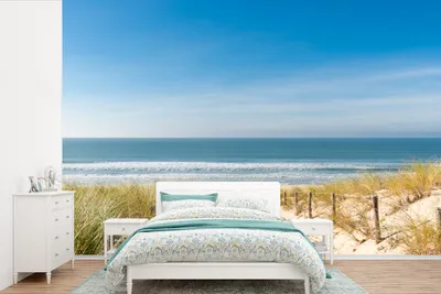 Produktbild von MuchoWow® Fototapete für Wohnzimmer oder Schlafzimmer Wandtapete Vinyl Motivtapete Strand - Meer - Düne - Sand - Sommer - 450x300 cm - Gemusterte