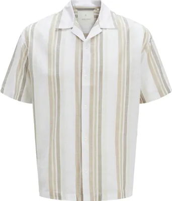 Produktbild von Jack & Jones lässiges Hemd mit kurzen Ärmeln beige gestreift