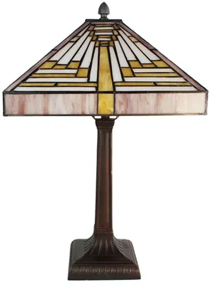 Produktbild von LumiLamp 5LL-6285 Tischlampe Tiffany 31x31x48 cm Beige Lila