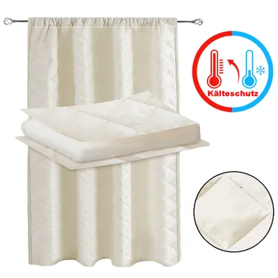 Produktbild von Thermovorhang Kälteschutz Kräuselband Stangendurchzug, Verdunklungsvorhang Türvorhang Blickdicht 280g/m² Wohnzimmer Schlafzimmer 140x245cm Beige
