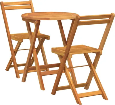 Image de vidaXL Ensemble de jardin pour repas, 3 pièces, en bois d'acacia massif, finition huile naturelle