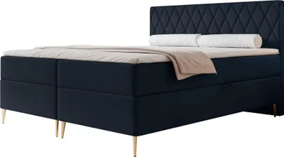 Produktbild von Selsey Caresso - Boxspringbett 160x200, Bonellmatratze, Topper, Velours, dunkelblau