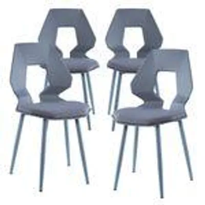 Produktbild von 2er 4er Set Design Stühle Esszimmerstühle Küchenstühle Wohnzimmerstuhl Bürostuhl Kunststoff  , Menge:4 St.;Farbe:Grau / Grau