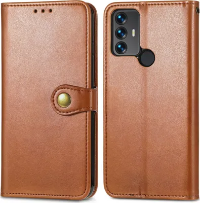 Produktbild von Mobigear Snap Button  TCL 305 Hülle Klapphülle Geldbörse - Braun