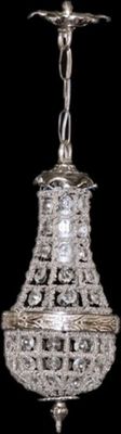 Casa Padrino Barock Hängeleuchte Glas Kristall / Silber - Höhe 30 cm, Durchmesser 10 cm - Decken Leuchte Antik Stil