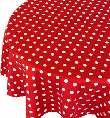Produktbild von Rund Tischdecke Fleckenresistente Tischtücher Abwaschbar Pflegeleicht Lotus Effekt Gedruckt Polka Dots Rot Durchmesser: Ø 80 cm