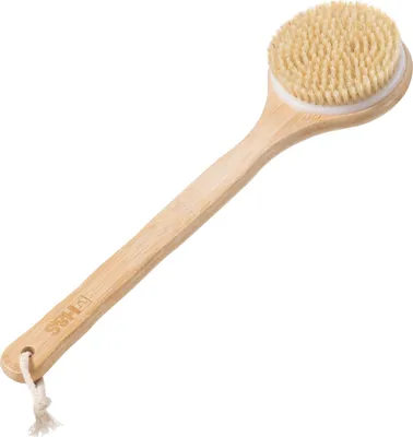 Produktbild von H&S Rückenbürste mit Langem Stiel - Naturborsten Duschbürste zum Peeling der Haut - Bambus Körperbürste für die Dusche - Saunabürste Massagebürste für
