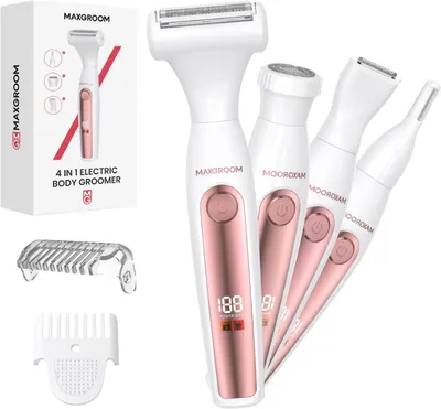 Produktbild von MAXGROOM 4-in-1 Damen Elektrorasierer, Augenbrauenrasierer, Körper- & Intimrasierer, Bikini-Trimmer, IPX6 Wet & Dry, Haarentferner für Frauen