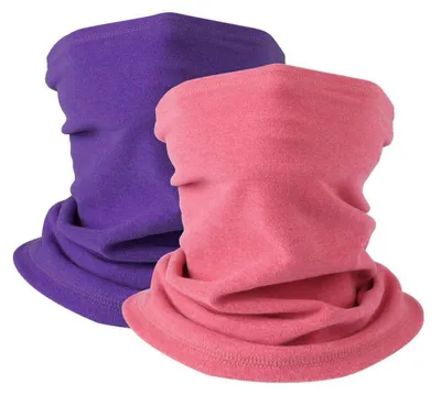 Productafbeelding van Loopscjaal, 2 stuks, dames/heren, winter, fleece, halswarmer, winddicht, ski-masker, roze + paars